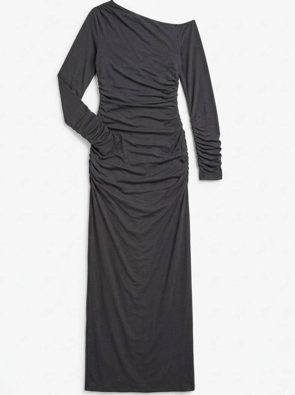 ☔️🩵NWT Black Ruched Bodycon One Shoulder Long Sleeve Dress Small